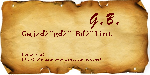 Gajzágó Bálint névjegykártya